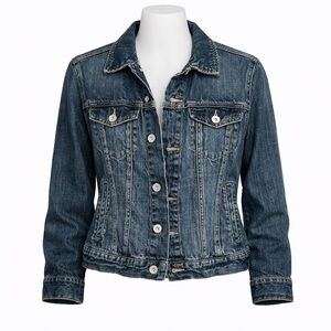 Size S American Eagle Women’s Dark Wash Denim Trucker Jean Jacket Classic